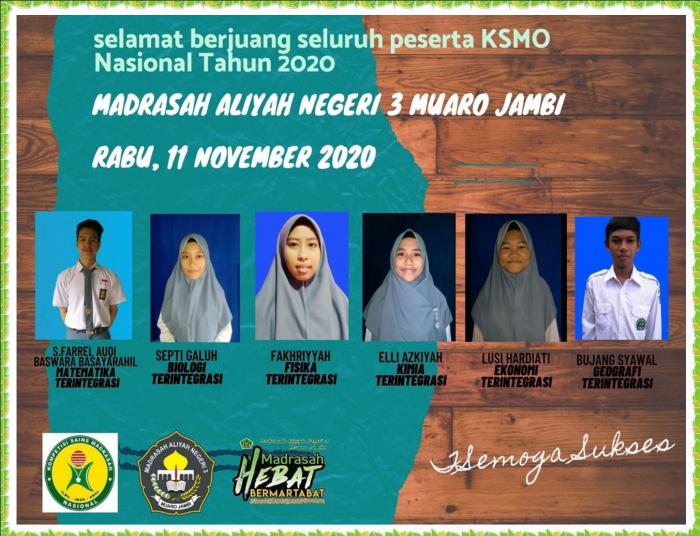 Siswa Terbaik MAN 3 Muaro Jambi Ikuti KSMO 2020